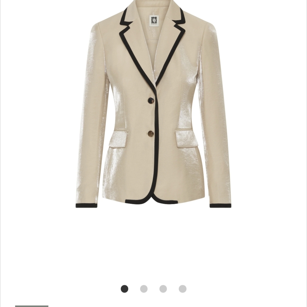 Anne Klein Cream and Black Blazer Tailored Suit Jacket